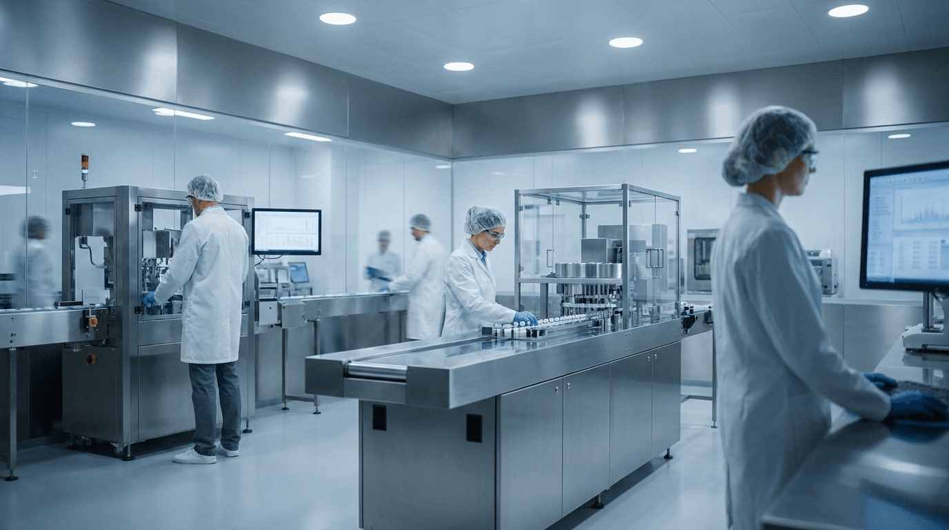 Cleanroom technicians working